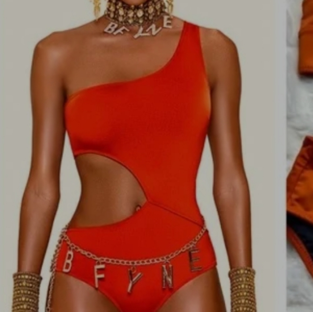 BFYNE Jordi cut out ornage swimsuit